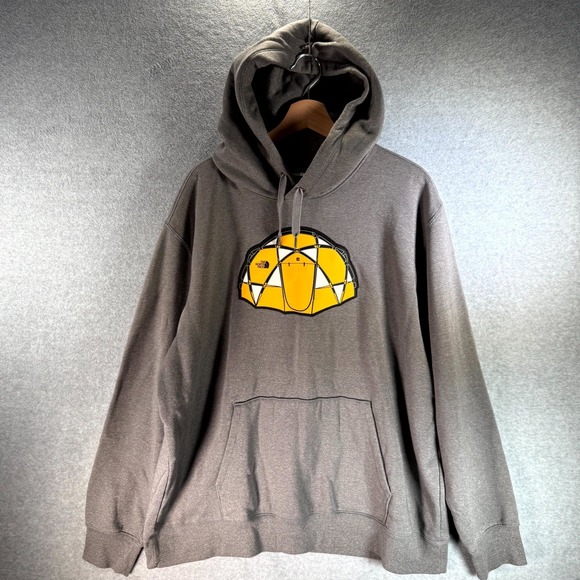 The North Face Geodesic Dome Hoodie Mens 2XL Gray Evolution Tent Graphic Geodome